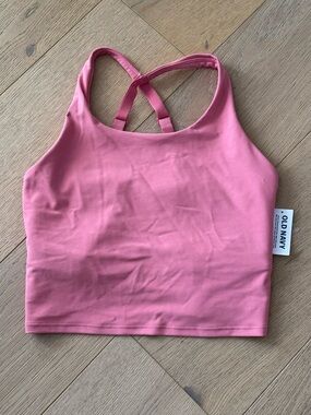 Old Navy Active PowerSoft Pink Cropped Bra Tank Top Athletic Yoga Size Medium